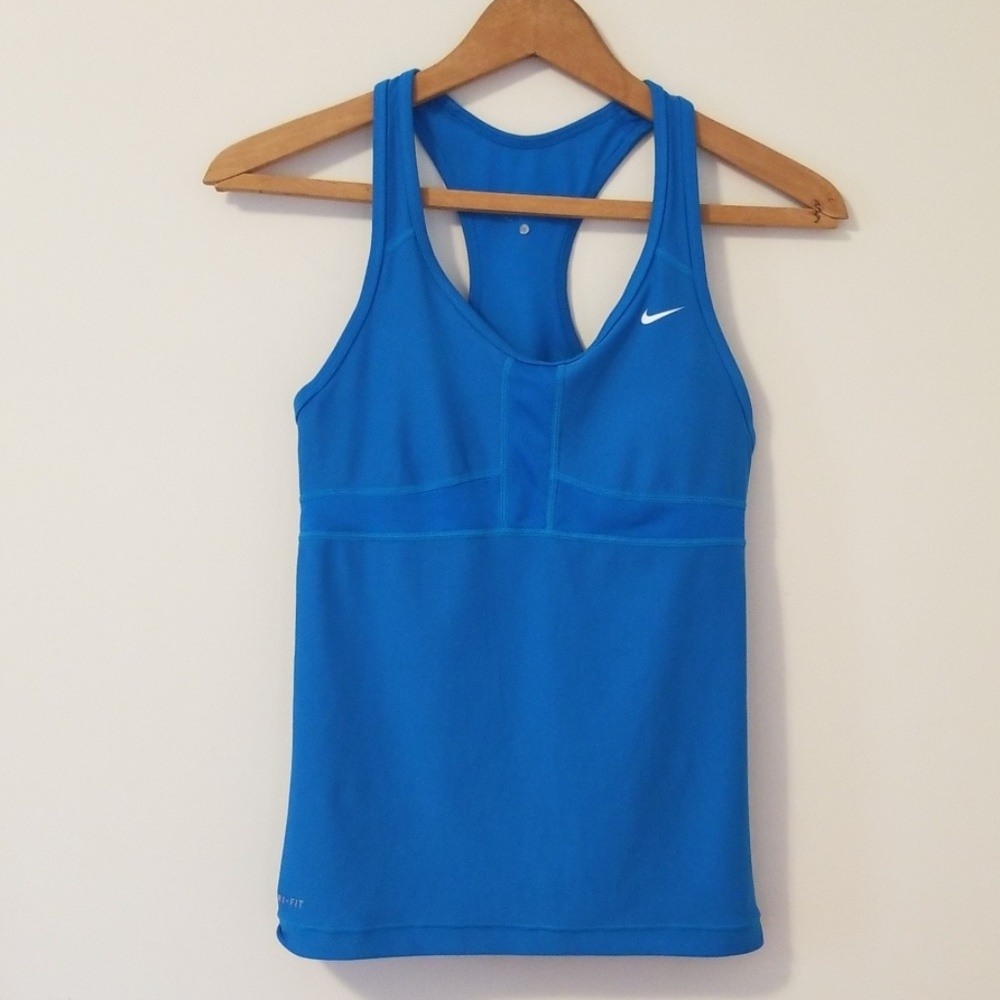 Blue Nike racer back with built in bra